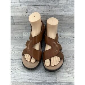 Clarks Collection Leisa Vine Brown Leather Slingback Sandals Women Size 10W